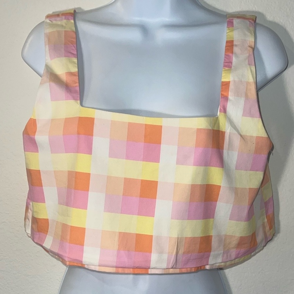 Buddy Love Pink Orange Sleeveless Crop Tank Top